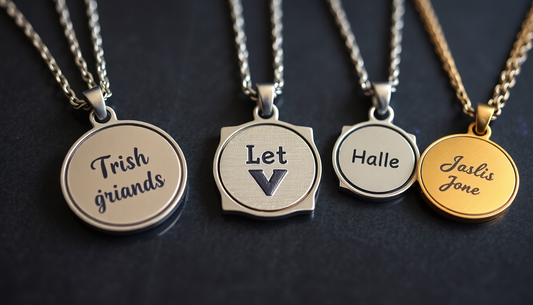 customized engraved pendants with round square shaped