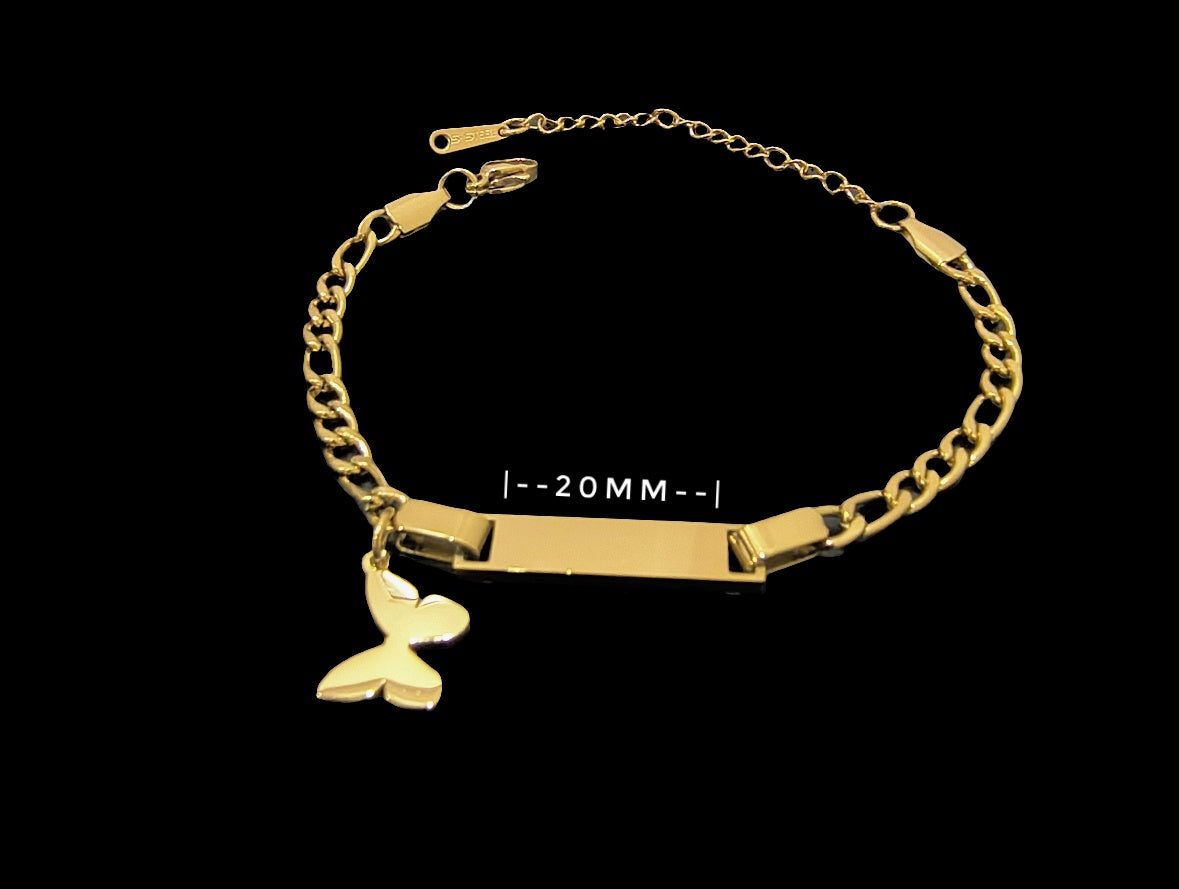 Lustre of Love gold butterfly bracelet with chain link and adjustable clasp