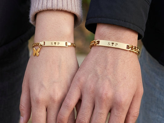 Personalized Couple Bracelet Set | His & Hers Matching Bracelets Stainless Steel 316L