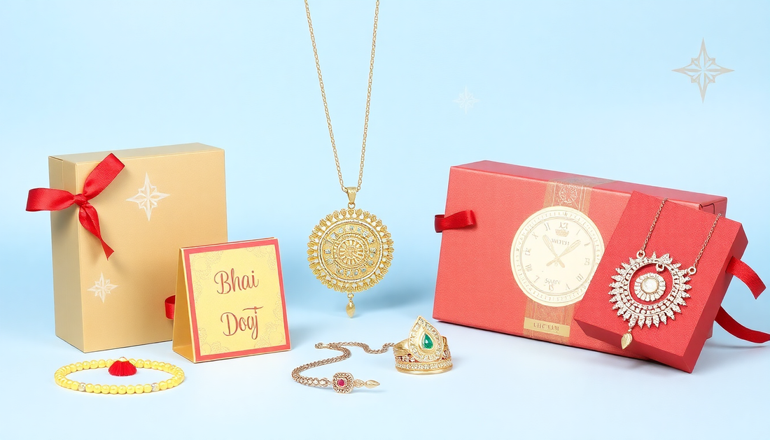 A collection of affordable Bhai Dooj gifts with jewelry