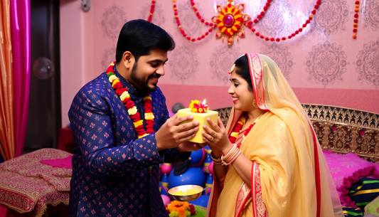 Brother giving a gift to sister on Bhai Dooj