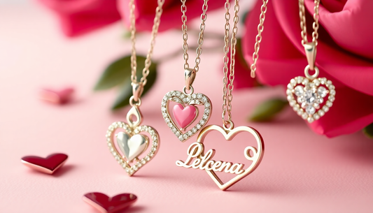 Elegant personalized jewelry displayed for Valentine's Day gift