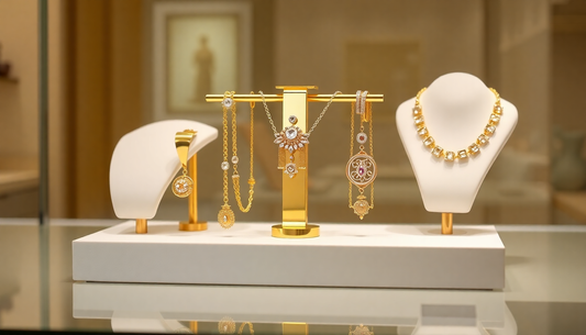 Elegant 18k gold plated stainless steel jewelry display