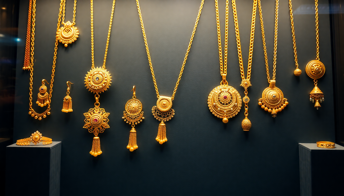 Elegant 18k gold plated jewellery pieces on display