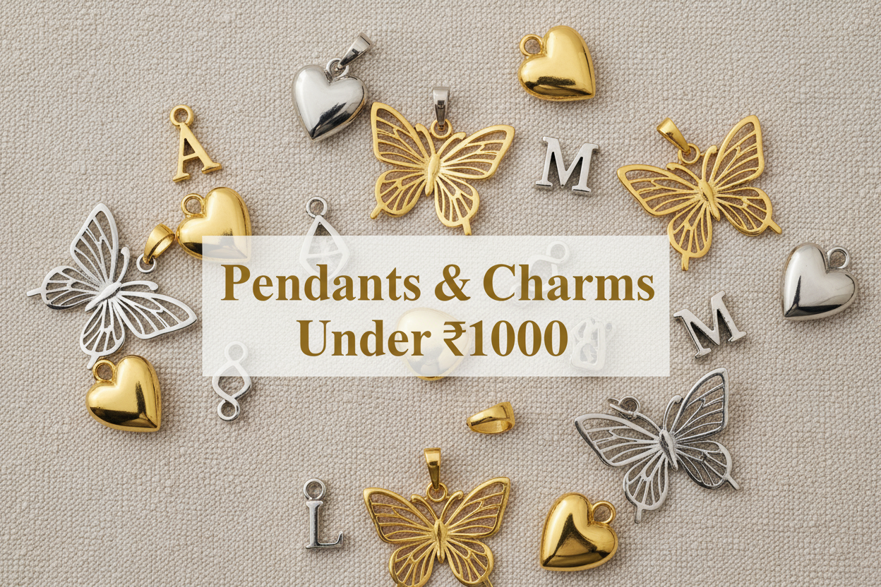 Exclusive collection of pendants and charms under 1000 featuring stainless steel and elegant plating