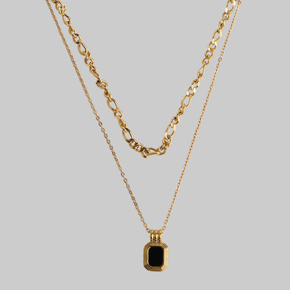 18k gold plated layered necklace featuring elegant chains and an ornate pendant