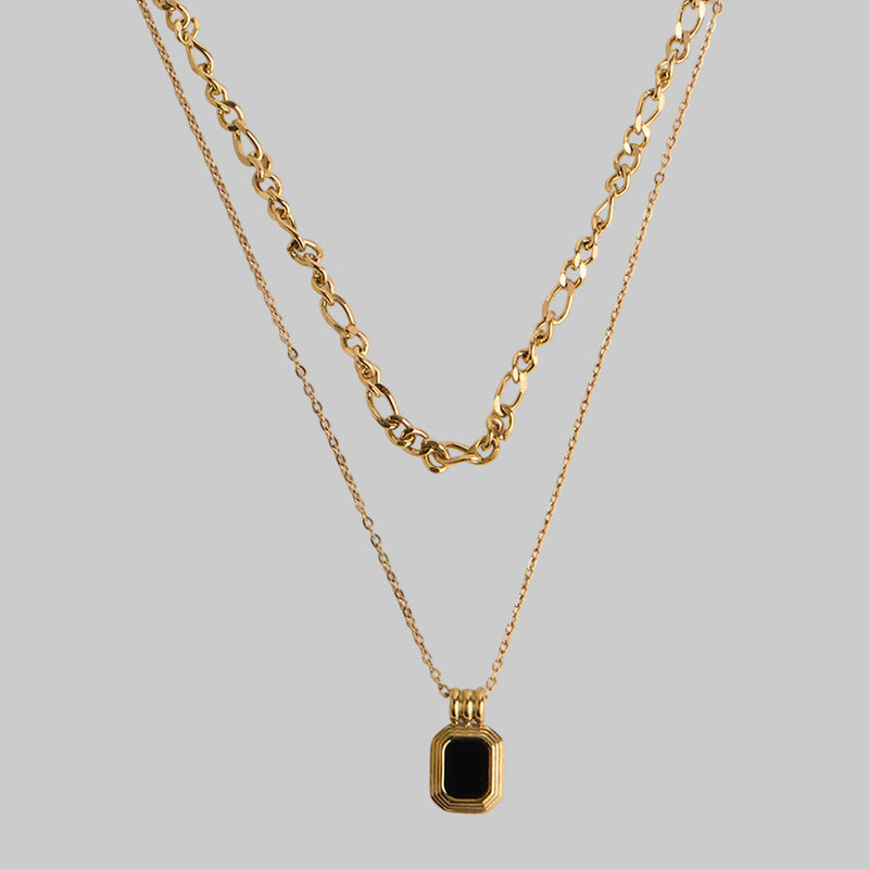 18k gold plated layered necklace featuring elegant chains and an ornate pendant