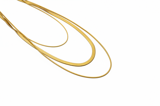 18k Gold-Plated Triple-Layered Snake Chain Necklace Stainless Steel