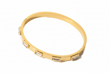 18K Gold PVD Plated Cubic Zirconia Bezel Bangle