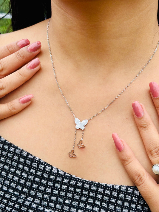 Elegant Butterfly Pendant Necklace Stainless Steel 316L
