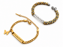 Custom Name Couple Bracelet Set – Gold & Silver