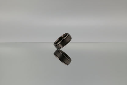 Lustre of Love black stainless steel ring with a sleek design and polished finish