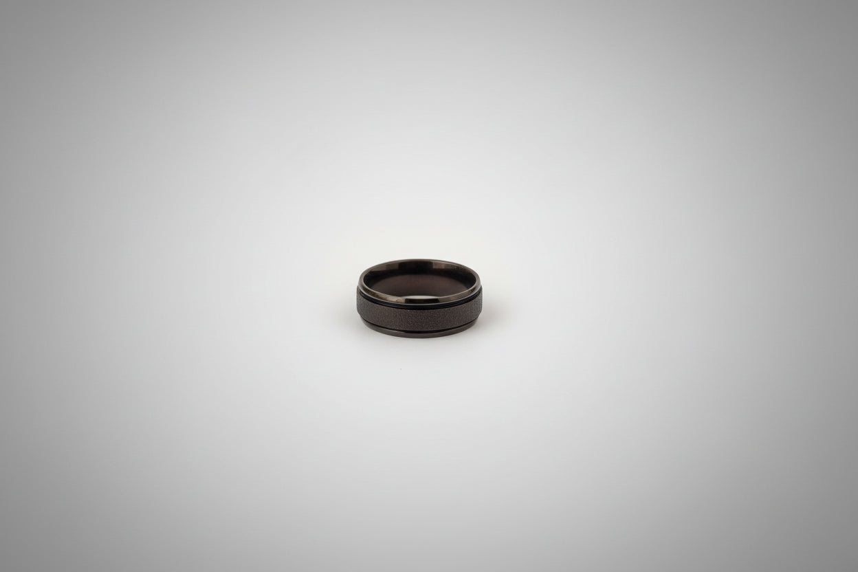 Lustre of Love black stainless steel ring with a sleek and modern design for everyday wear