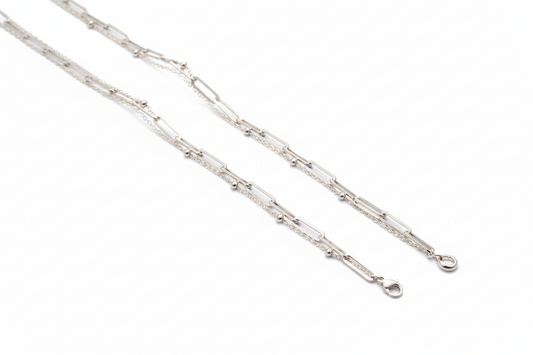 Dual Layer Silver Paperclip Chain Bracelet Stainless Steel