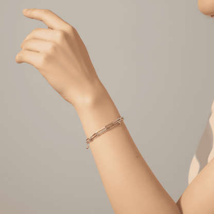 Dual Layer Silver Paperclip Chain Bracelet Stainless Steel