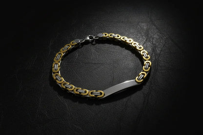 Elegant dual tone byzantine bracelet with mixed gold and silver links for a stylish look