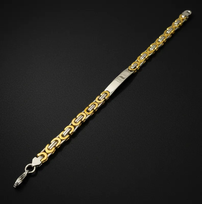 Lustre of Love Dual tone byzantine bracelet featuring a stylish gold and silver link design
