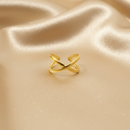 Lustre of Love Gold Ring featuring a unique design with a stainless steel adjustable size