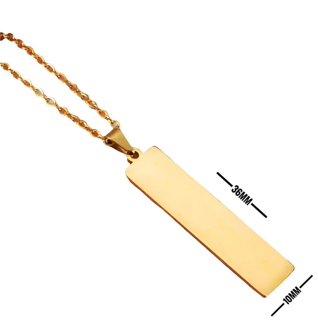 Lustre of Love gold bar pendant necklace with 36mm rectangular charm on chain