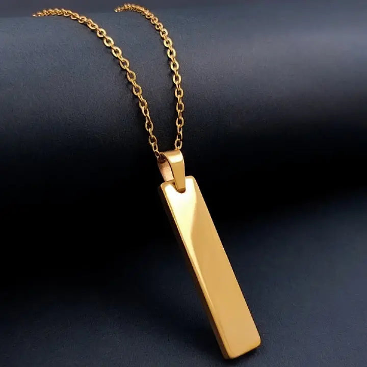 Gold Bar Pendant Plain Gold Pendant Personalized Gold Bar Pendant