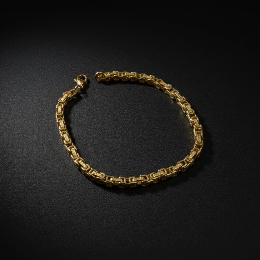 Lustre of Love Gold Byzantine Link Chain Bracelet with a unique textured design