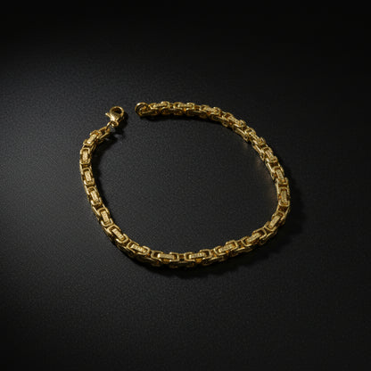 Lustre of Love Gold Byzantine Link Chain Bracelet with a unique textured design