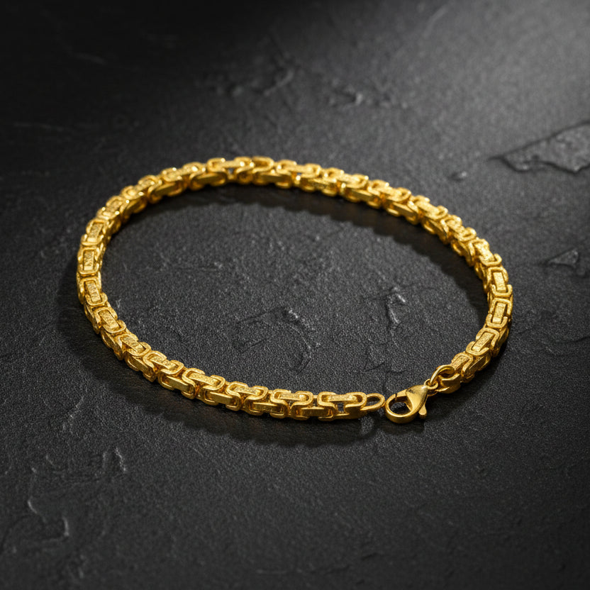 Lustre of Love Gold Byzantine Link Chain Bracelet with a Classic and Elegant Design