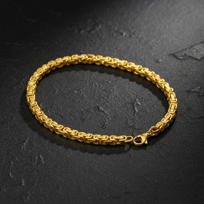 Lustre of Love Gold Byzantine Link Chain Bracelet with a Classic and Elegant Design