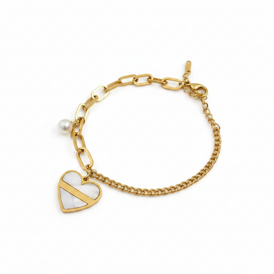 Elegant Heart Charm Bracelet Stainless Steel 316L