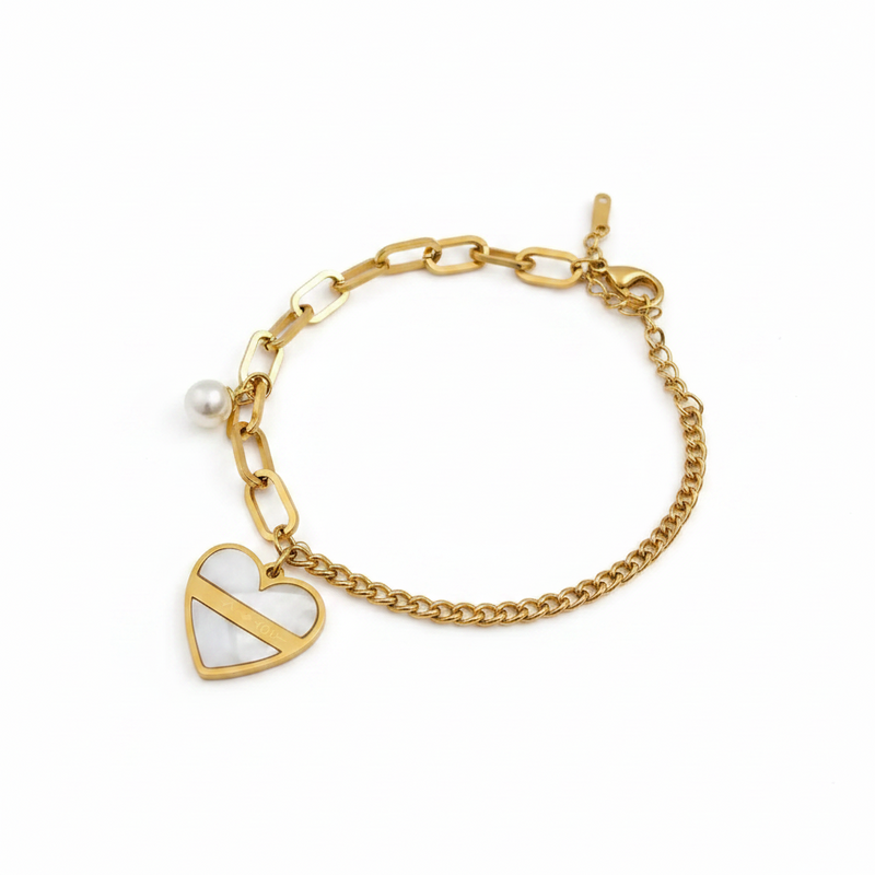 Elegant Heart Charm Bracelet Stainless Steel 316L