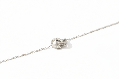 Interlocking Circles Chain Bracelet, One Ring Featuring Stone Stainless Steel
