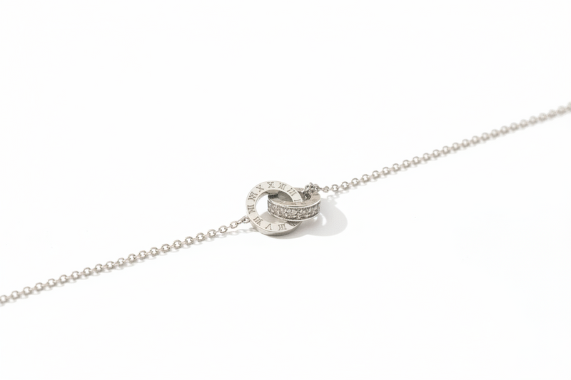 Interlocking Circles Chain Bracelet, One Ring Featuring Stone Stainless Steel