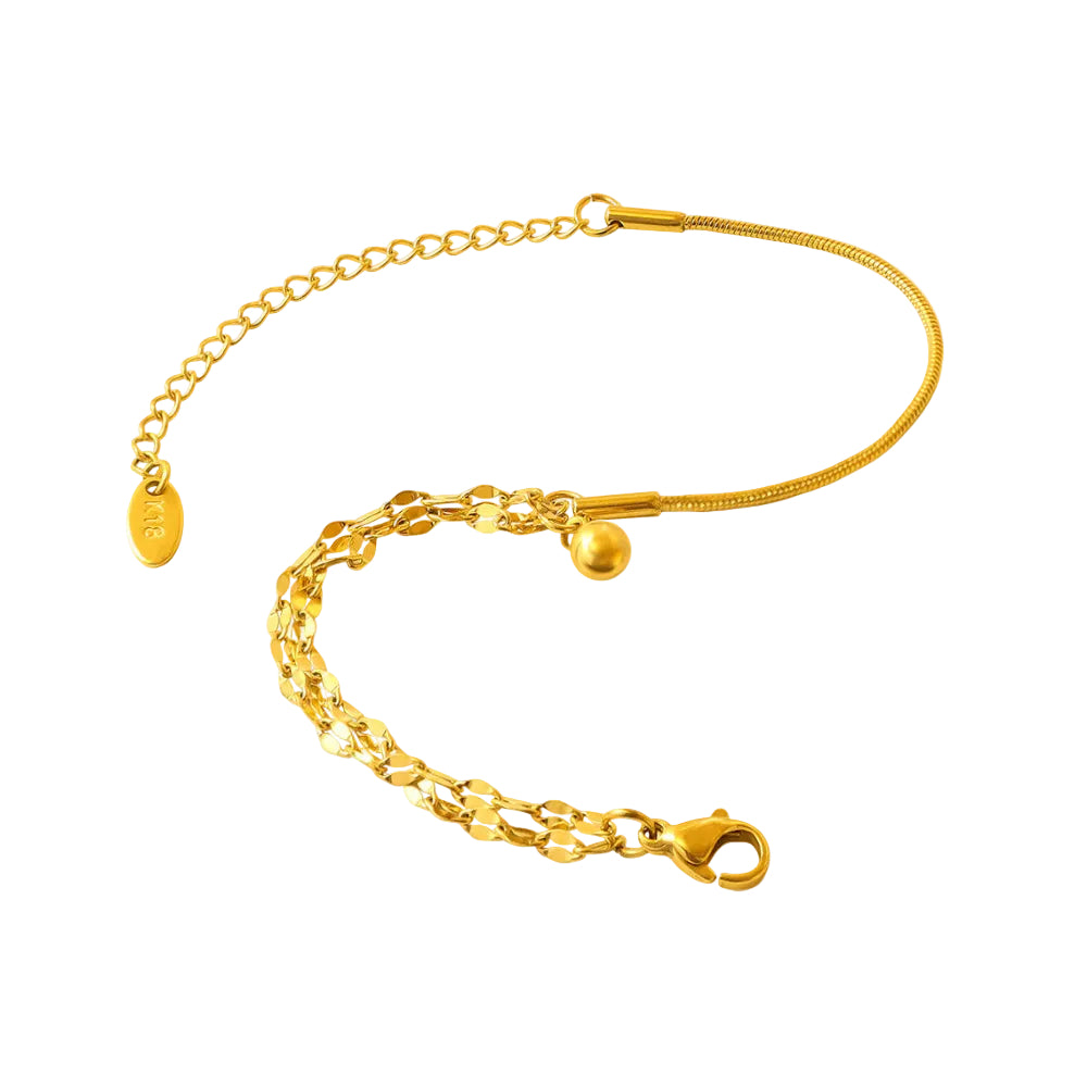 Elegant Lustre of Love Orb and Link bracelet in gold with adjustable clasp for a perfect fit