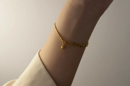 Lustre of Love elegant Orb and Link bracelet in gold, perfect for stylish everyday wear
