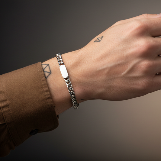 Stylish hand showcasing a personalized cuban link bracelet for men with a sleek design