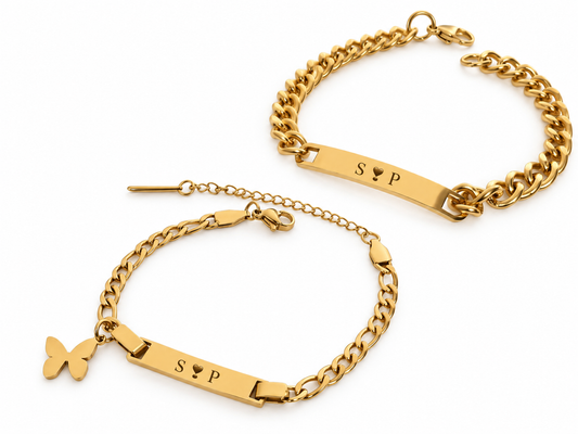 Personalized Couple Bracelet Set | His & Hers Matching Bracelets Stainless Steel 316L