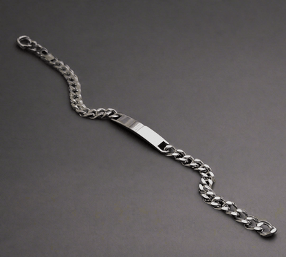 Lustre of Love silver bar bracelet featuring a sleek design with a chain link style