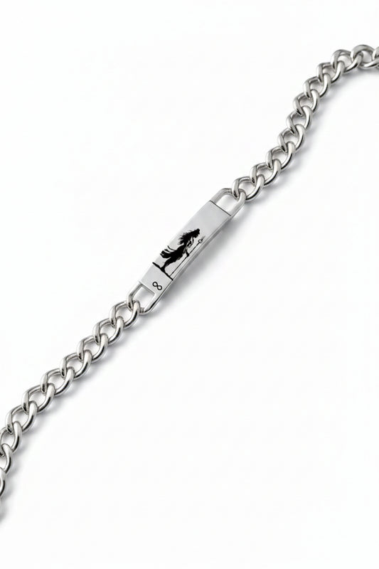 Lustre of Love silver bar bracelet with a sleek design and chain link style for everyday wear