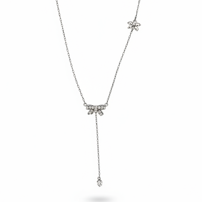 Bow Charm Pendant Necklace Stainless Steel 316L