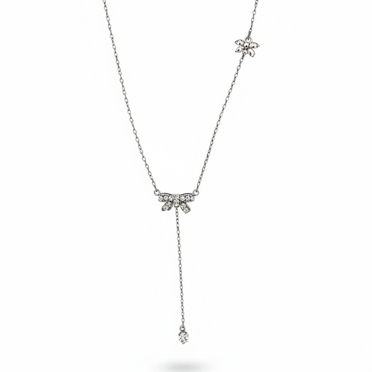 Bow Charm Pendant Necklace Stainless Steel 316L