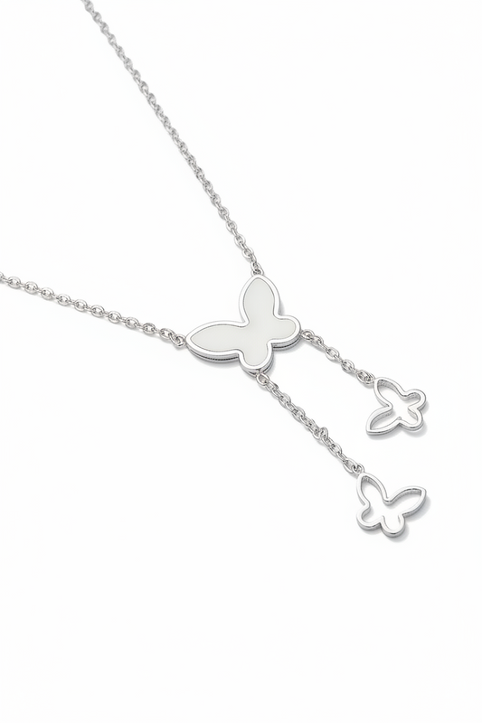 Elegant Butterfly Pendant Necklace Stainless Steel 316L