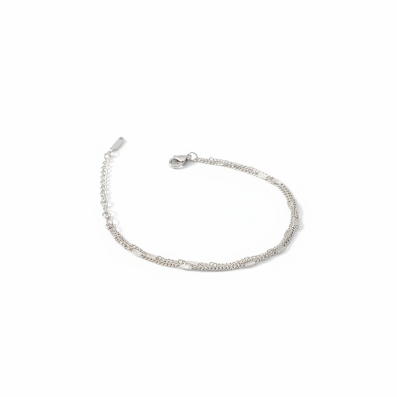 Silver Korean-Style Double Layer Bracelet Stainless Steel