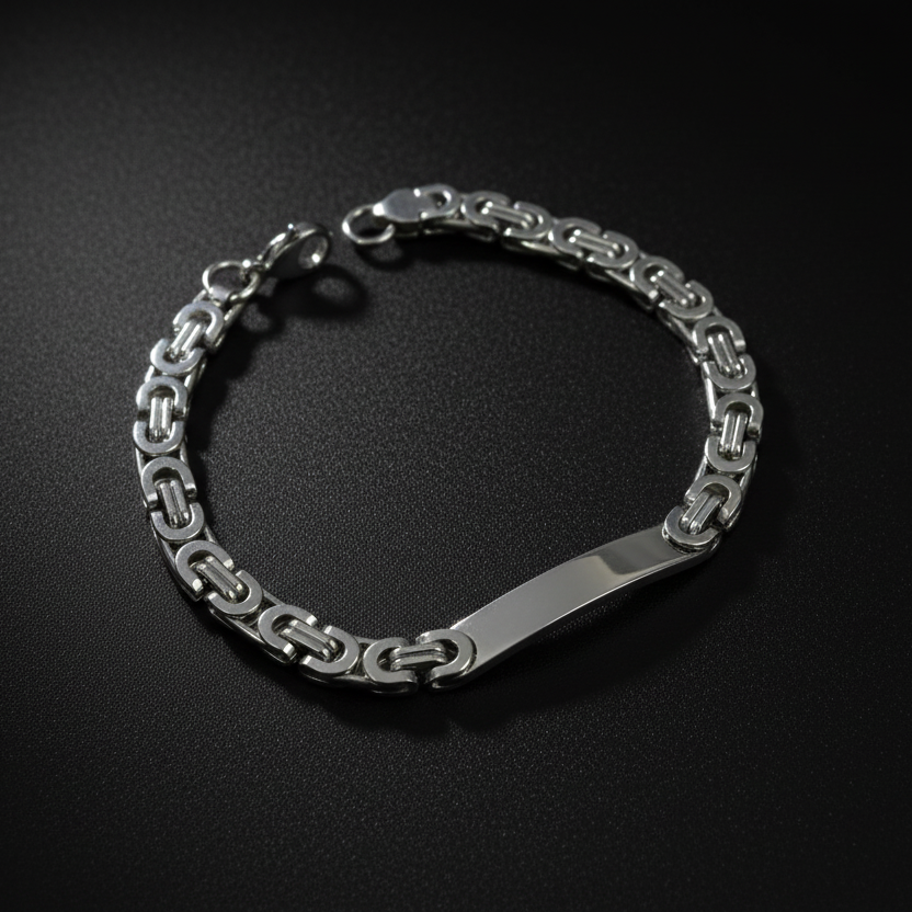 Silver-toned Byzantine bracelet with a sleek design and secure clasp for elegant style