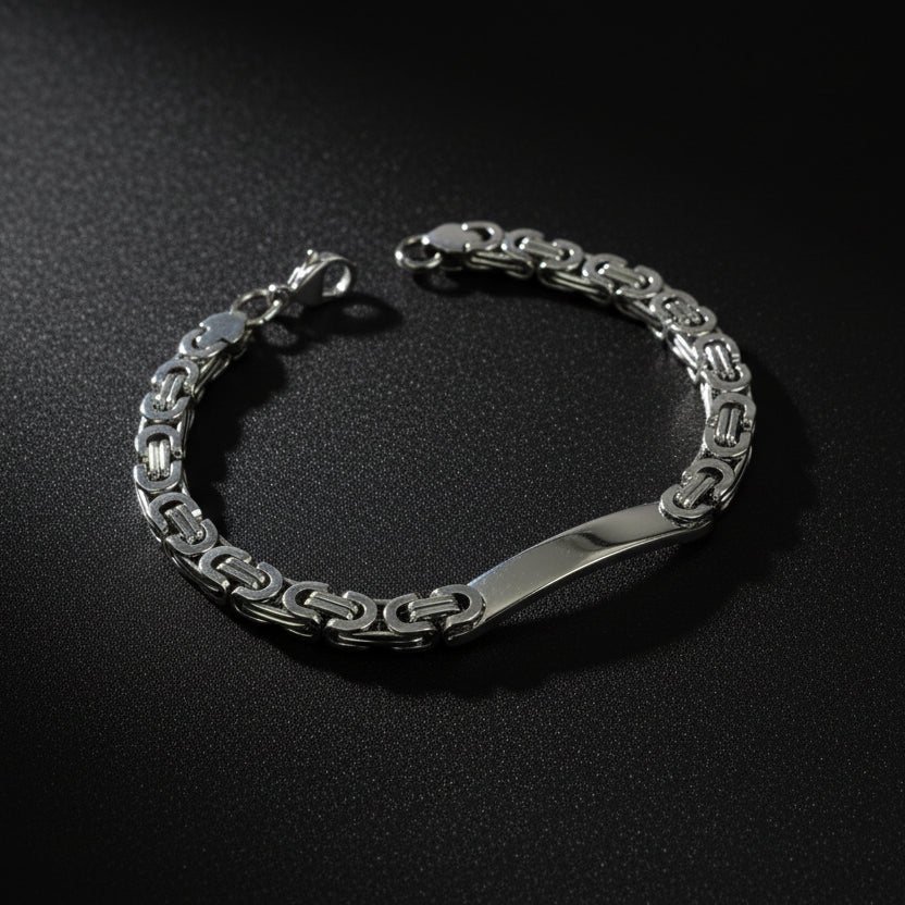 Silver-toned Byzantine bracelet with intricate design and secure clasp for everyday elegance