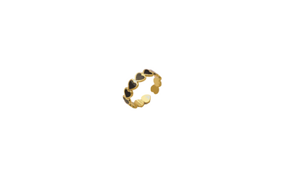 Black Hearts Stainless Steel Adjustable Size Ring