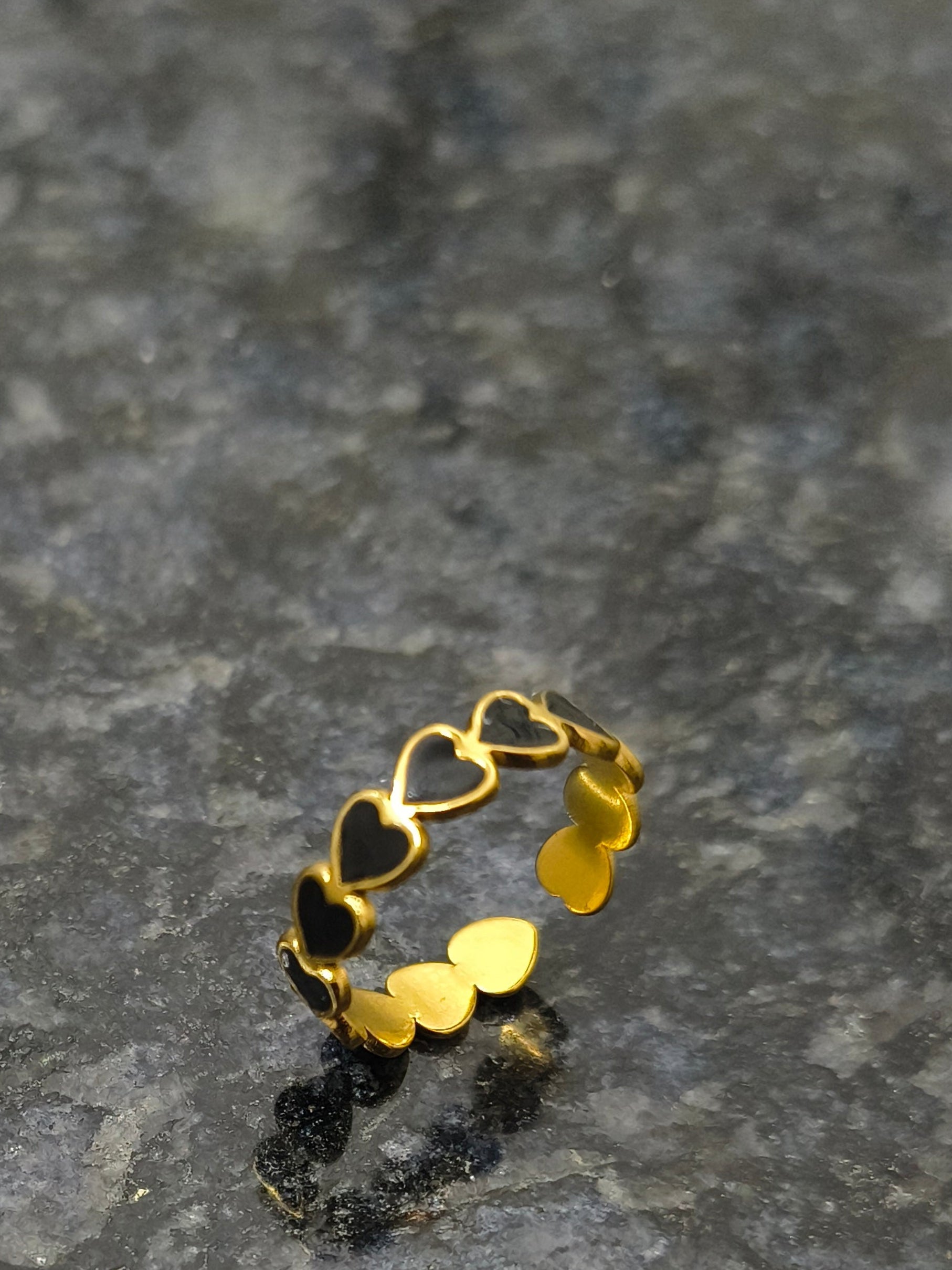 Lustre of Love gold heart ring in stainless steel adjustable size for a perfect fit