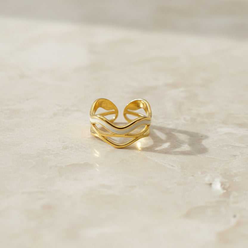 Gold Lustre of Love Ring featuring stainless steel adjustable size design for a stylish look