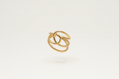 Lustre of Love gold ring featuring a unique design with stainless steel adjustable size for comfortable wear