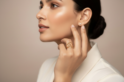 Elegant Lustre of Love ring in gold featuring stainless steel adjustable size for a perfect fit