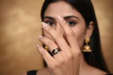 Black Enamel Stainless Steel Adjustable Size Ring